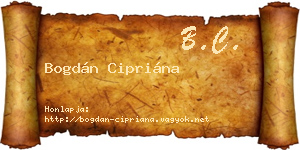 Bogdán Cipriána névjegykártya